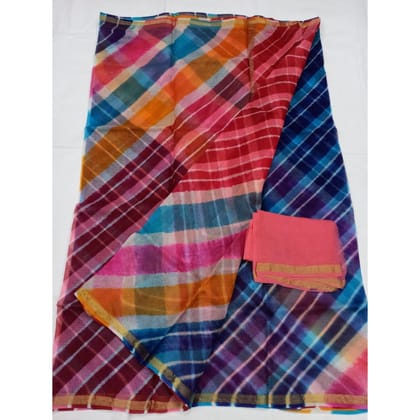 Bold Pure Silk Kota Doria Saree Handcrafted