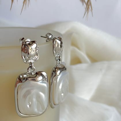 Silver Baroque Pearl Drop Earrings