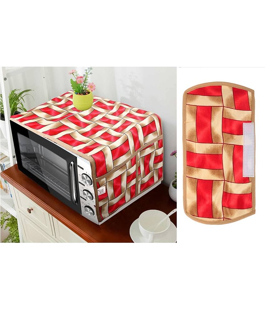 E-Retailer Set of 2 Polyester Red Microwave Oven Cover -