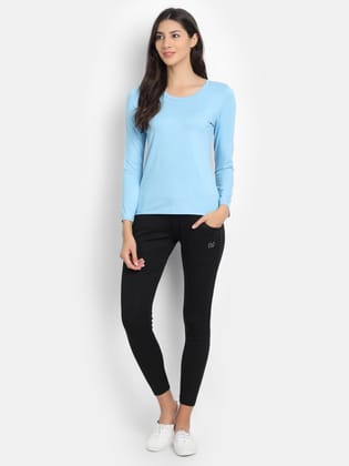 Bamboo Fabric Women's Full Sleeves T-Shirt | Sea Blue Bamboo Fabric Women's Full Sleeves T-Shirt | Sea Blue