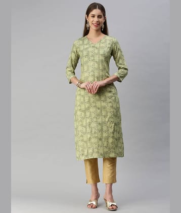 Hritika - Green Rayon Women's Straight Kurti ( Pack of 1 )
