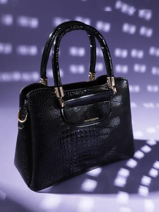 Structured Scale Handbag - Black-Handheld Bag