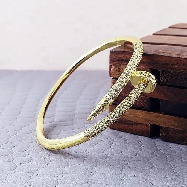 Nail Screw American Diamond Copper Openable Kada Bangle For Women