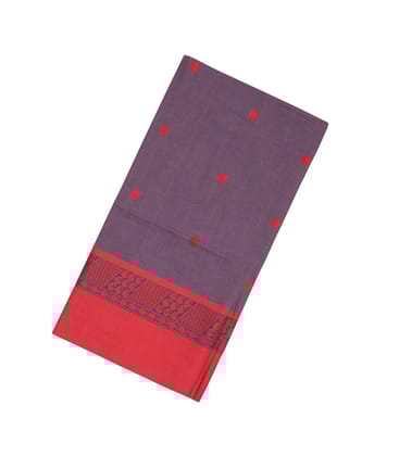 Lilac Handloom Bengal Cotton Saree With Mango Buttas-BG1287-Lilac