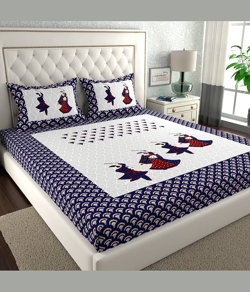 ABHACLOTHO Cotton 1 Double Bedsheet with 2 Pillow Covers ( Multicolor )