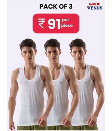 lux venus Pack of 3 Cotton Undershirt For Men ( White )
