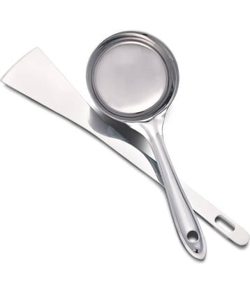 Dynore Silver Steel Flipper Spatula ( Pack of 2 )