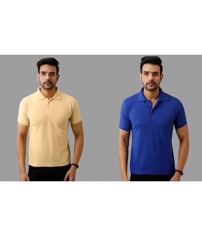 SKYRISE Pack of 2 Cotton Blend Slim Fit Solid Half Sleeves Men's Polo T Shirt ( Multicolor )