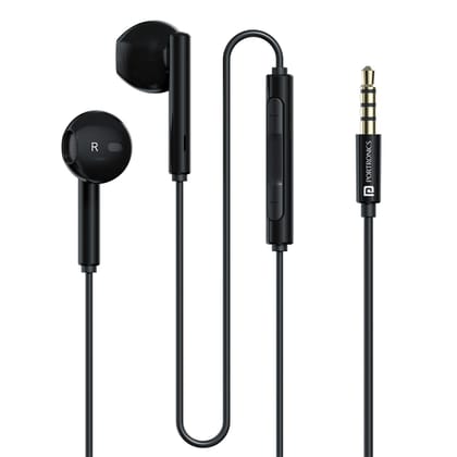 Portronics Conch Theta A in Ear 3.5mm Wired Earphones with In Line HD Mic (Black)