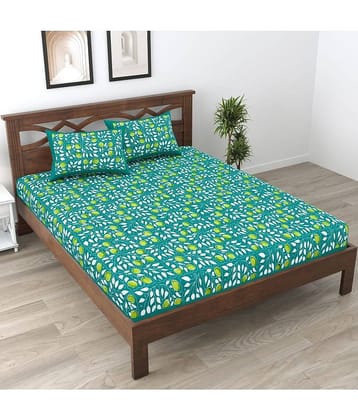 Cosito Cotton 1 Double Bedsheet with 2 Pillow Covers ( Green )