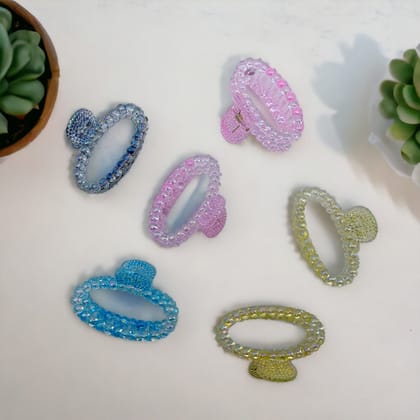 Set of 6 Colorful Mini Hair Claw Clips  Transparent Acryl