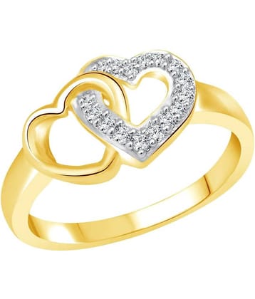 Vighnaharta U & Me Heart CZ Gold Plated Alloy Ring For Women