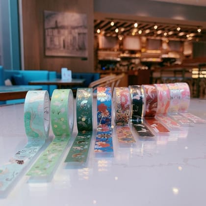Hokkaido Gilded Washi Tape-pink gold lines