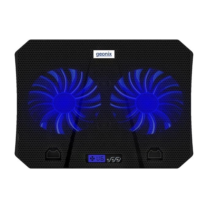 Geonix Gaming Laptop Cooling Pad, LED Lights (1-6 Grade), Laptop Cooling Stand, 2 Big Size Quiet Fans for 15.6-18 Inch Laptops,4 Stand Adjustable Point, PC Notebook Heat Dissipation (Black)