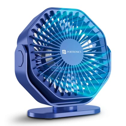 Portronics Chill On, Mini Type-C Powered Table and Hanging Fan, 360 Rotation, 3-Speeds, Upto 5000 RPM, BLDC Motor, One Button Control, Compact 3.25 Design with Loop for Desk, Home, Office and Travel