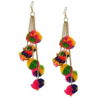 Giftjee - Fancy Multicolor Pompom Fabric Tassel Earring for girls and women