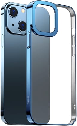 Baseus Glitter Hard PC Case Transparent Electroplating Cover for iPhone 13 Models 2021-iPhone 13 / Blue