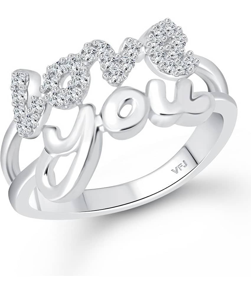 Vighnaharta Valentine message Love  (CZ) Rhodium Plated  Ring - (  VFJ1591FRR8 )