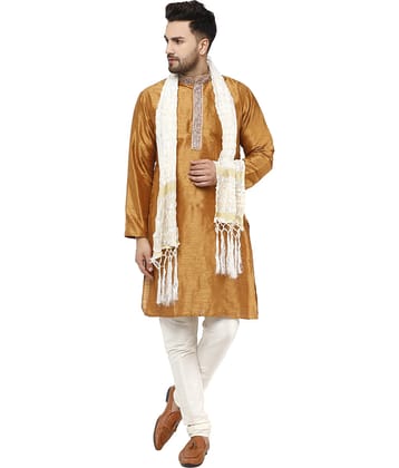 SKAVIJ Brown Silk Blend Kurta Pyjama Set