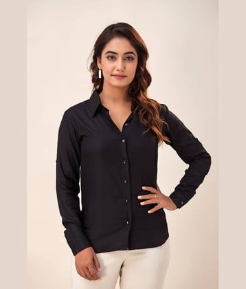 FabbibaPrints Women Solid Satin Shirt ( Black )