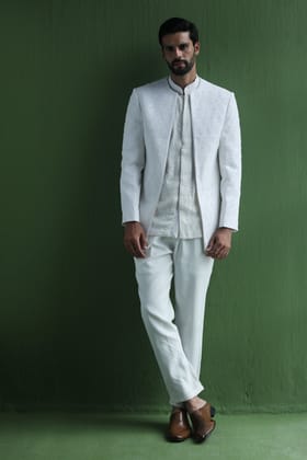 Aranya offWhite Jodhpuri set with shirt and trouser-XS/34