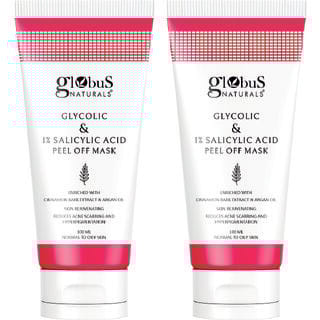 Globus Naturals Glycolic  1 Salicylic Acid Anti Acne Peel Off Mask For Oily  Acne Prone Skin Natural  Ayurvedic Formula Chemical Free Cruelty Free 100 gms Set of 2