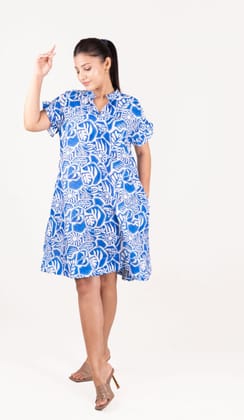 Cotton Printed One Piece Dress-XS