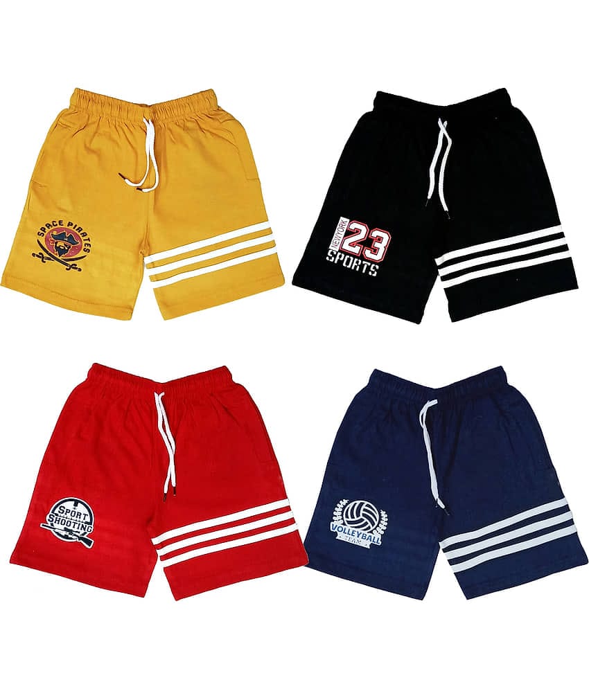 atlans Pack of 4 Cotton Blend Shorts For Boys ( Yellow )