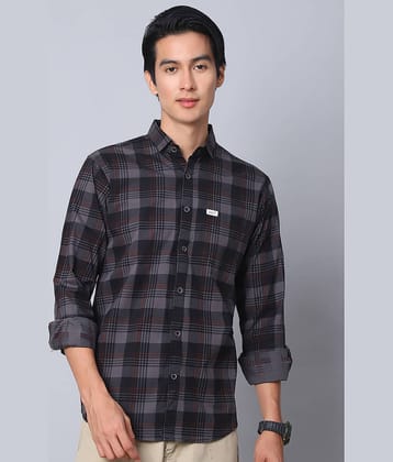 MAJESTIC MAN 100% Cotton Slim Fit Checks Full Sleeves Men's Casual Shirt - Dark Grey ( Pack of 1 )