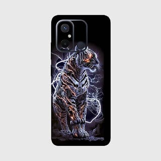 Yug Emporium REDMI 12C 3D BLACK LION, CRAFTING THE KING OF BEASTS (Mobile Back Cover, Black)