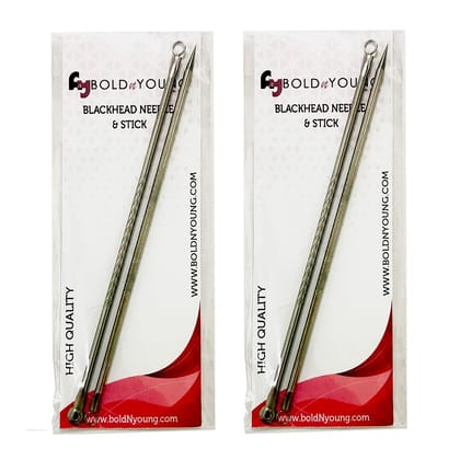 Glamezone Stainless Steel Blackhead Remover Needle Two Round & Two Pointed Tip (Pack Of 4)