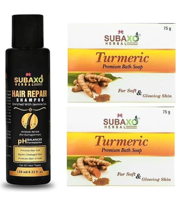 Herbal Hair Repair Shampoo | Repair Damage Hair & Promotes Hair Growth ( 120ml )& Haldi /Turmeric Soap 2 Pc Each 75 G