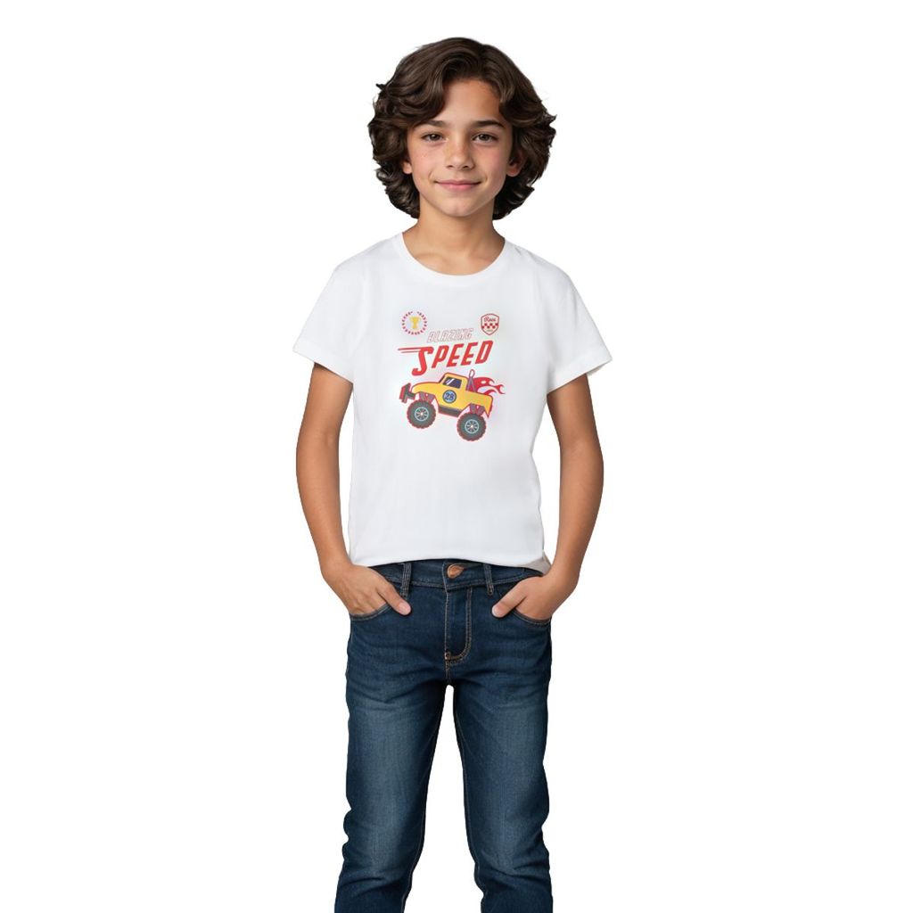 Stylish Kids Boys T shirt Cotton Pure White Blazing Speed Monster Truck 2025 at ShopCircuit | ON Stylish Kids Boys T shirt Cotton Pure White Blazing Speed Monster Truck 2025 at ShopCircuit | ON