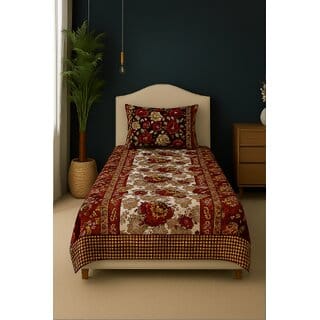 BEDZY Duke Collection Flat Single Bedsheet with 1 Pillow Cover