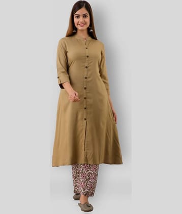 MAUKA - Khaki A-line Rayon Women's Stitched Salwar Suit ( Pack of 1 )