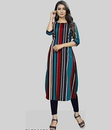 AK FASHION MALL Pack of 1 Crepe Printed Straight Women's Kurti - ( Multicolor )