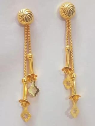 Beautiful, Fancy Earring (Sui Dhaga) Sui Leaf Golden Indian Casual Daily Use