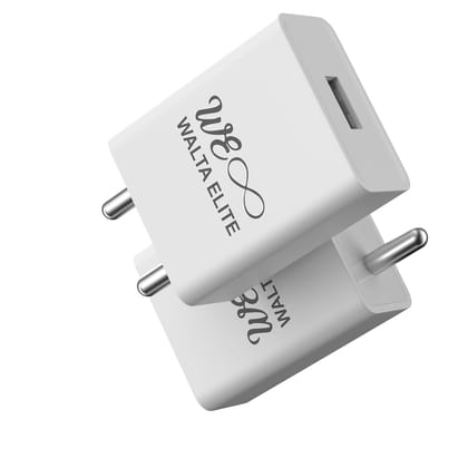WALTA ELITE PB 25 Single Port USB Fast Charger 12W, Wall Charger Adapter with Type C Cable, Universal Compatibility, 2.1 AMP- White