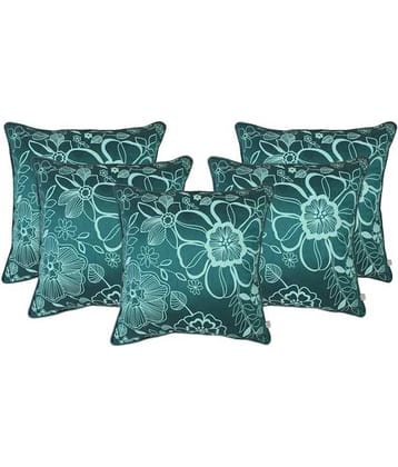 Zubix Green Polyester Cushion Covers Set Of 5