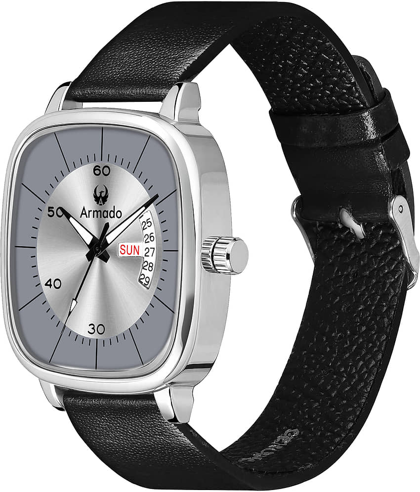 Armado Black Leather Analog Men's Watch