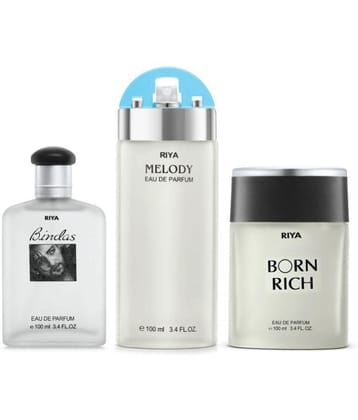 Riya Bindas & Melody Green & Born Rich Eau De Parfum (EDP) For Men 300 ( Pack of 3 )