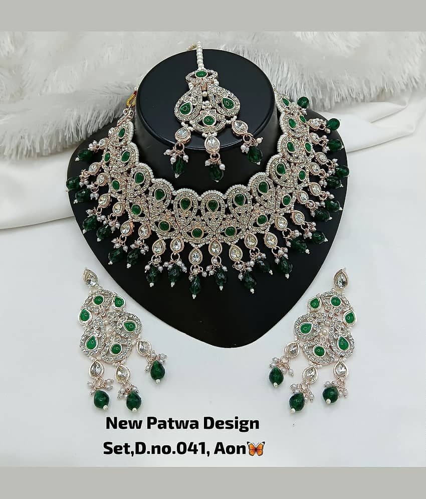 Padmavati Bangles Green Alloy Necklace Set ( Pack of 1 )