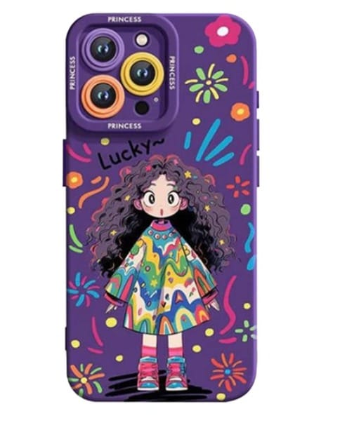 Princess - Young Girls Stylish Shockproof iPhone Case - Purple iPhone 16 PRO