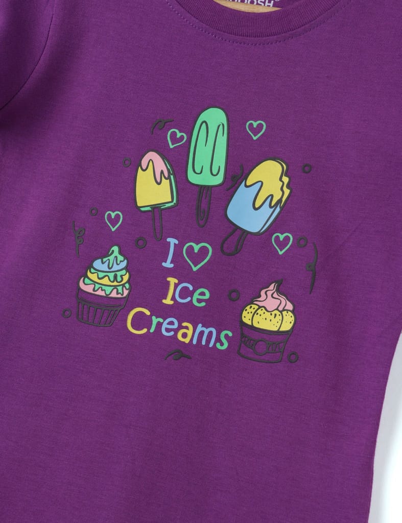 Luxurious Kids Girls T shirt Cotton Sparkling Grape Violet Love Ice Creams 2025 at ShopCircuit |