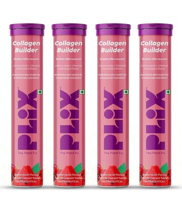 Plix Collagen Builder Effervescent For Improved Skin Elasticity & AntiAgeing(4 x 15 Tablets)