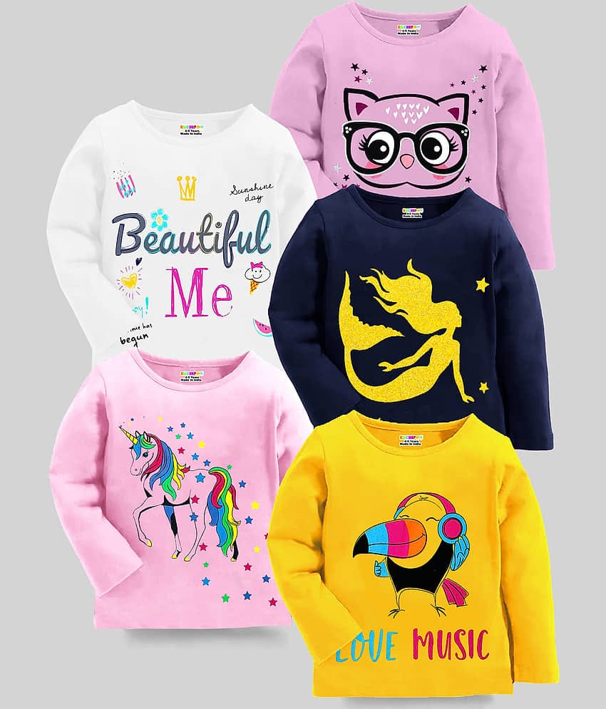 Kuchipoo Pack of 5 Girls Cotton Blend T-Shirt ( Multicolor4 )