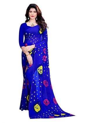 Generic Women's Chiffon Saree (Blue, 5 - 6 Mtrs)