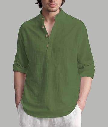 TrendiVastra Light Green Cotton Blend Men's Shirt Style Kurta ( Pack of 1 )