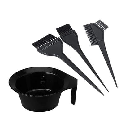 GITGRNTH 4 Pieces - Dye Color Mixing Bowl Set With 3 Pcs Hair Dye Brush Set Plastic Brush With Bowl, Hair Colouring Kit For Salon And Home Use For Men And Women, 200 ML (Dye Kit Set [ 1 Bowl + 3 Brushes]) GITGRNTH 4 Pieces - Dye Color Mixing Bowl Set Wit