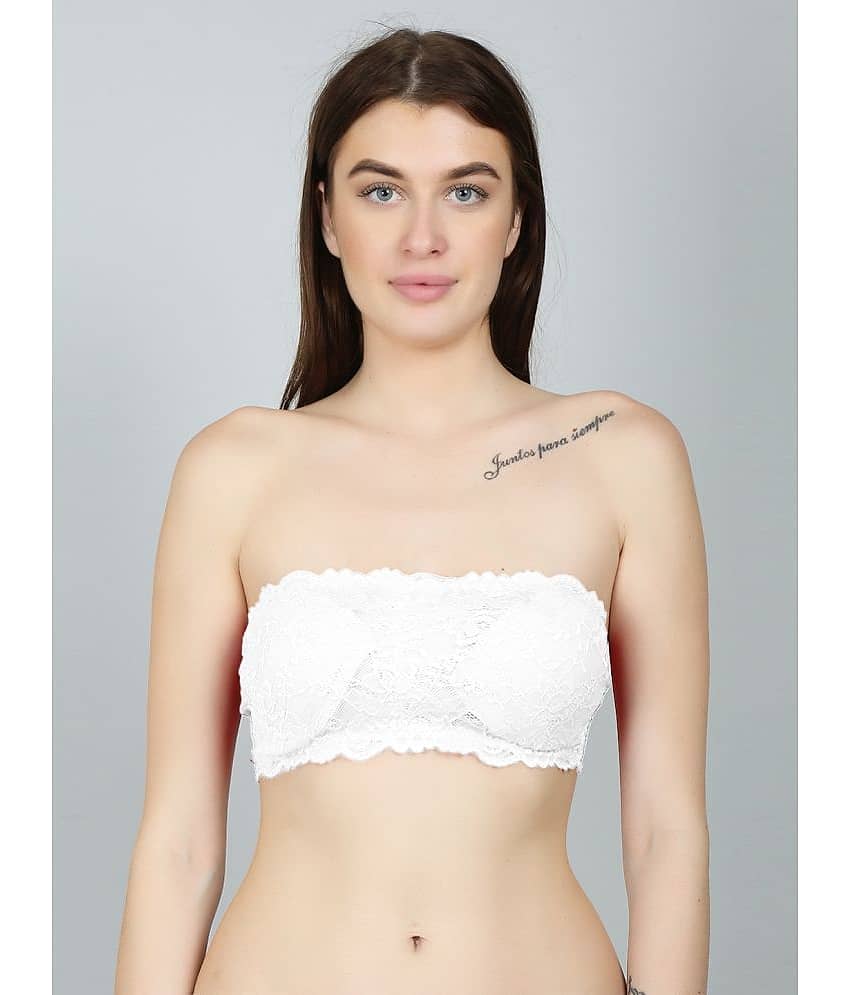 N-Gal Nylon Removable Padding Women's Strapless Bra ( White )
